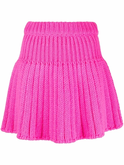 Red Valentino Flared Knitted Mini Skirt Pink In 粉色