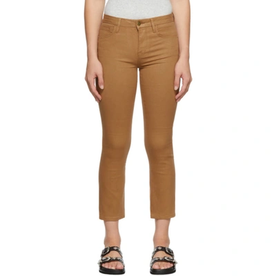 Frame Tan Coated 'le Crop Mini Boot' Jeans In Vicuna