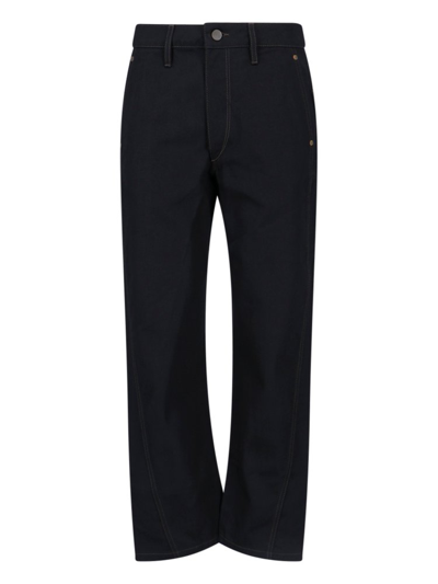 Lemaire Twisted-seam Cropped Wide-leg Jeans In Black