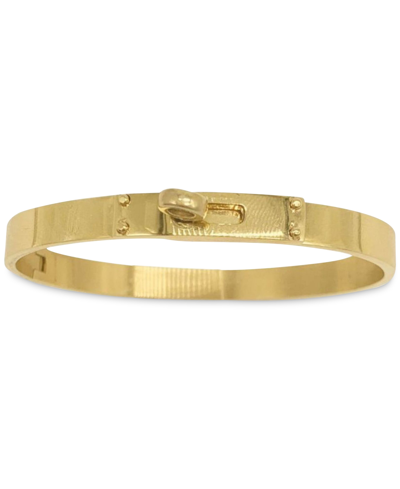 Adornia 14k Gold Plated Stainless Steel Lock Bangle In Yellow