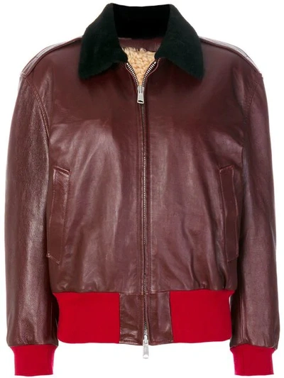 Calvin Klein 205w39nyc Woman Shearling-lined Leather Bomber Jacket Merlot In Red