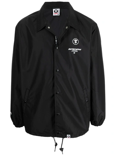 Aape By A Bathing Ape Logo-print Shirt Jacket In Schwarz