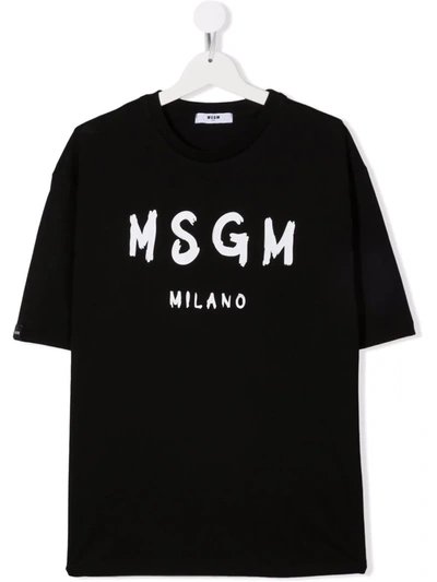Msgm Teen Logo-print T-shirt In Black