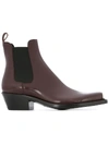 Calvin Klein 205w39nyc Squared-toe Leather Chelsea Boots In Bordeaux