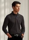 Ralph Lauren Wool Piqué Polo Shirt In Dark Grey Melange