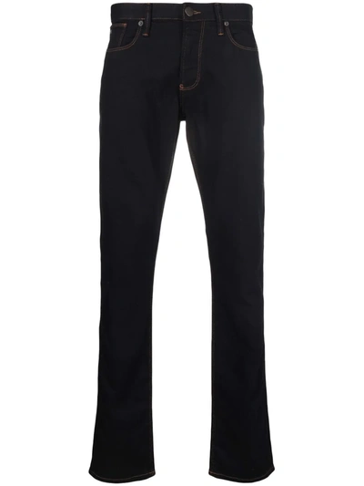 Emporio Armani Mid-rise Straight-leg Jeans In Black