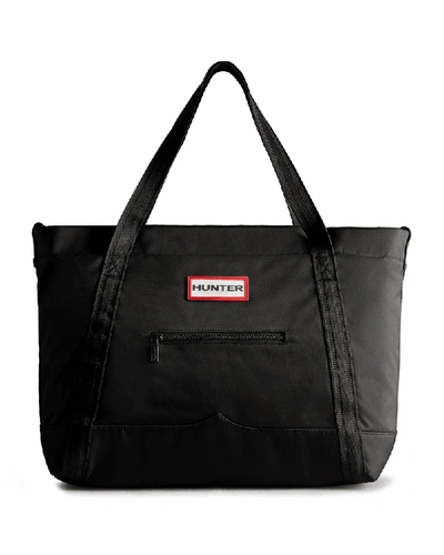 Hunter Nylon Large Top Clip Tote Bag In Black