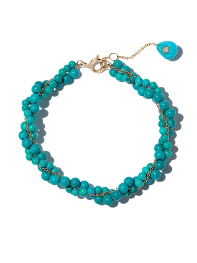 Yvonne Léon 9k Yellow Gold Topaz And Turquoise Bead Bracelet