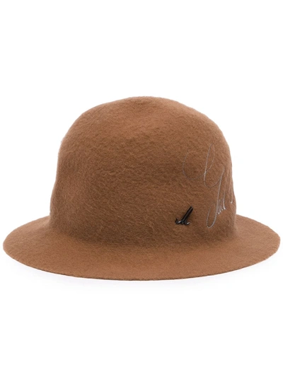 Junya Watanabe Embroidered Logo Hat In Brown