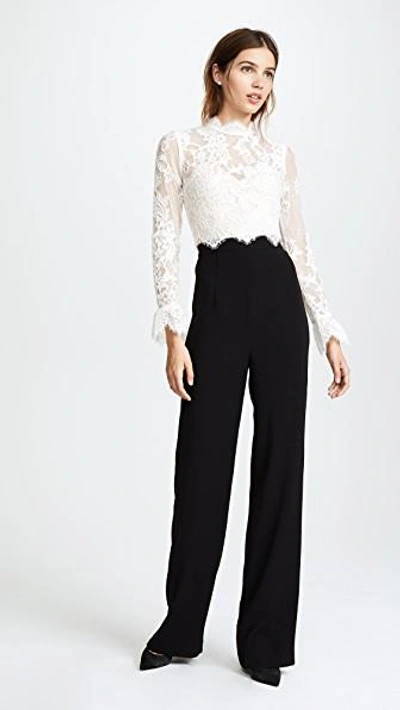 Catherine Deane Jackie Lace Jumpsuit In Oyster/nude/black