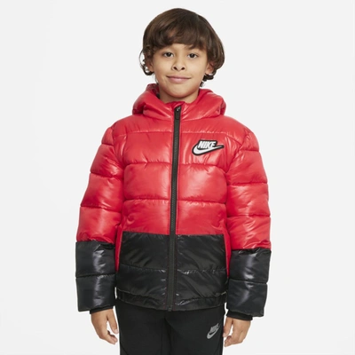 Nike Kids' Little Boys Color Block Puffer Jacket In University Red