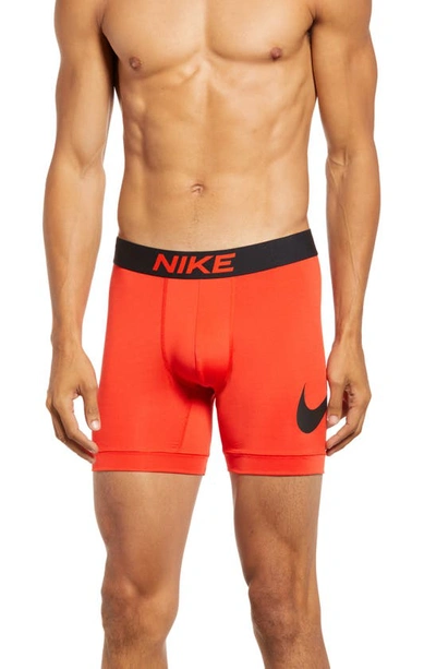 Nike Dri-fit Essential Micro Boxer Briefs In Chili Red/ Black