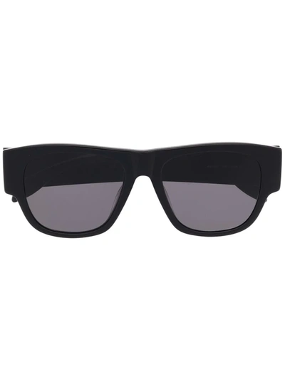 Alexander Mcqueen Graffiti-print Square-frame Sunglasses In Black