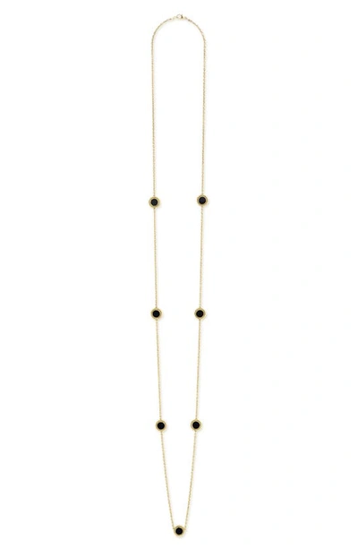 Lagos 18k Yellow Gold Covet Onyx Seven Station Caviar Bead Statement Necklace, 32
