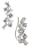 Nadri Tezoro Cubic Zirconia Cluster Climber Earrings In Rhodium