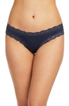 Fleur't Iconic Lace-trim Thong In Twilight