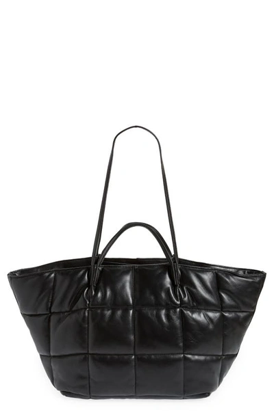 Allsaints Nadaline Quilted Leather Tote In Black