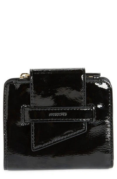 Allsaints Small Ray Leather Wallet In Liquid Black