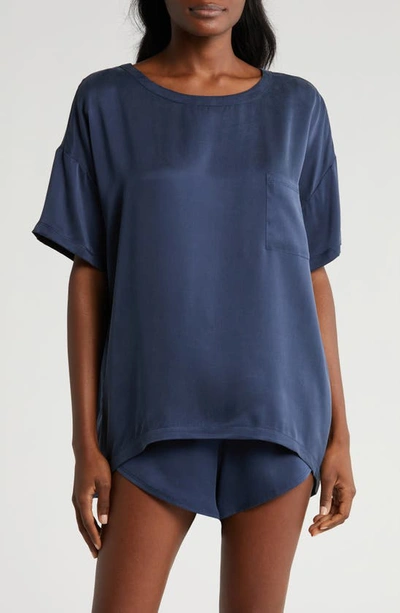 Lunya Washable Silk Short Pajamas In Deep Blue