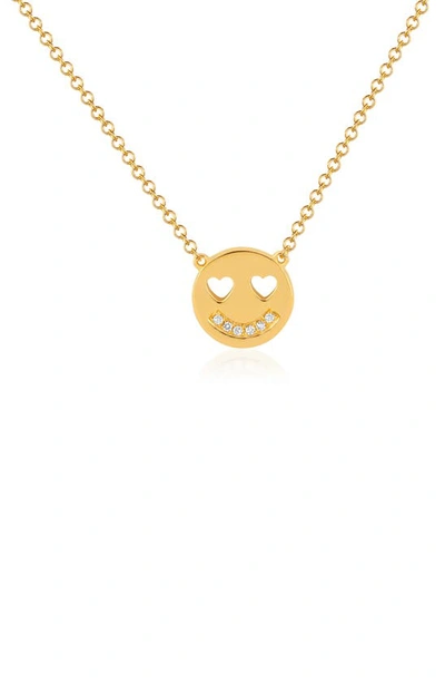 Ef Collection Women's 14k Gold & Diamond Smiley Face Pendant Necklace