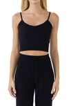 Endless Rose Rib Knit Crop Camisole In Black