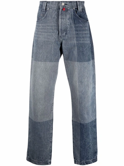 032c Colour-block Straight-leg Jeans In Blue