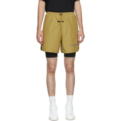 Essentials Khaki Volley Shorts In Amber