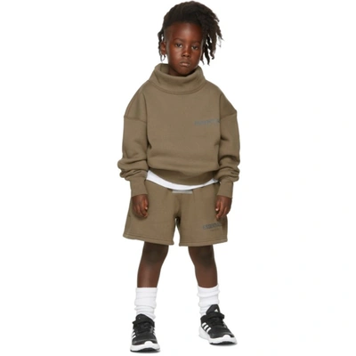 Essentials Kids Taupe Fleece Shorts In Harvest