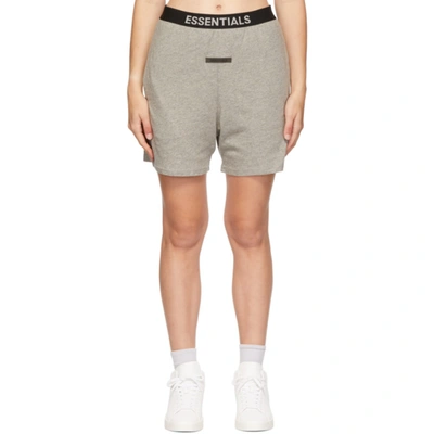 Essentials Grey Logo Lounge Shorts In Charcoal