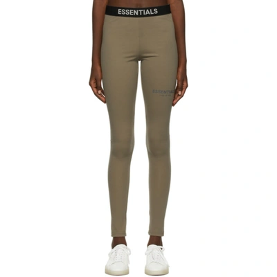 Essentials Taupe Thermal Waffle Logo Lounge Pants In Harvest