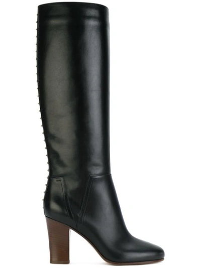 Valentino Garavani Lovestud Rockstud Leather Boots In Black