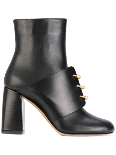 Red Valentino Piercing-embellishment Leather Booties In Black