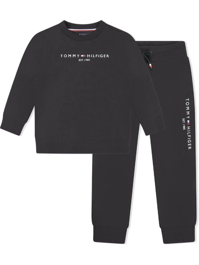 Tommy Hilfiger Junior Teen Logo-print Tracksuit Set In 黑色