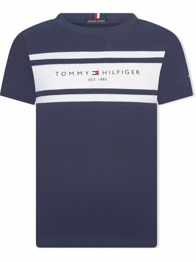 Tommy Hilfiger Junior Teen Logo-print Short-sleeved T-shirt In 蓝色