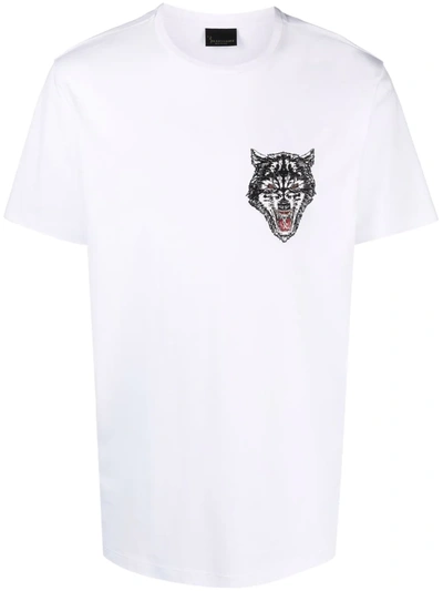 Billionaire Wolf-embroidered Short-sleeve T-shirt In White