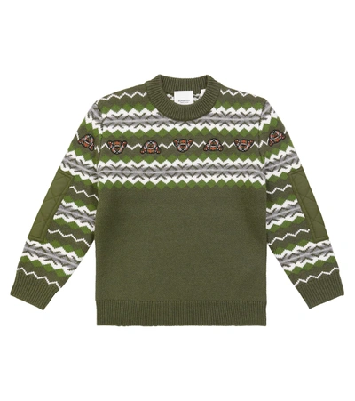 Burberry Kids' Fair Isle Wool-cashmere Jumper In Moss Green