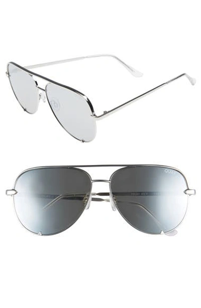 Quay X Desi Perkins High Key 62mm Aviator Sunglasses - Silver/ Silver In Silver/silver Mirror