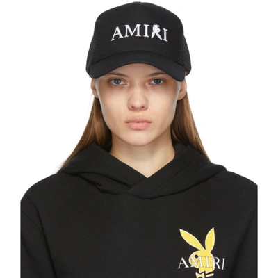 Amiri Black Playboy Edition Reverse Bunny Trucker Cap