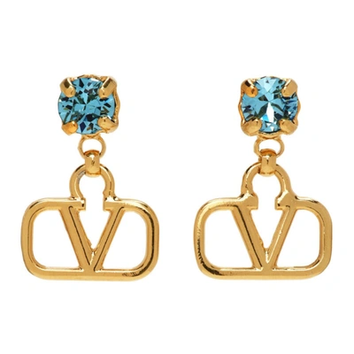 Valentino Garavani Vlogo Signature Crystal Drop Earrings In Gold