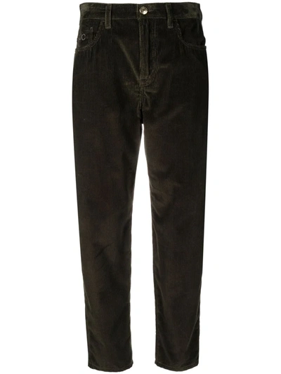 Jacob Cohen Corduroy High-waisted Tapered Trousers In 绿色