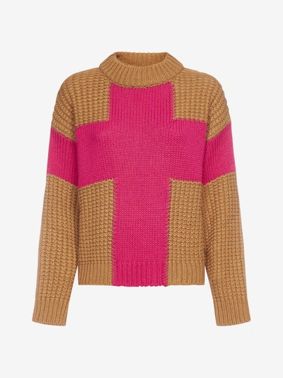 Essentiel Antwerp Cross-intarsia Wool-blend Sweater In Combo2 Dromedaris