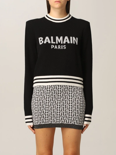 Balmain Padded Shoulder Straps Sweater In Black In Black