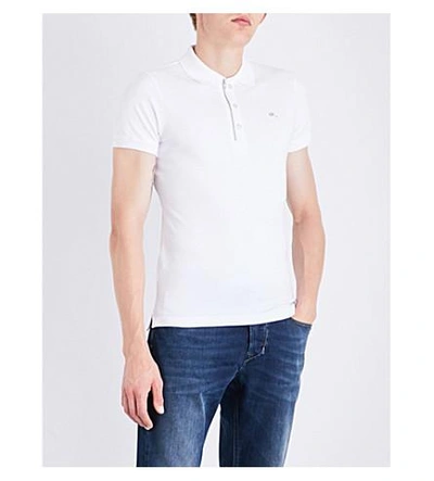 Diesel T-kalars Cotton-piqué Polo Shirt In Bright White