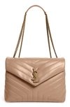 Saint Laurent Women's Loulou Matelassé Leather Shoulder Bag In Dark Latte