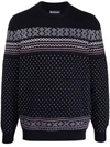 Barbour Essential Fair Isle Wool Crewneck Sweater In Navy