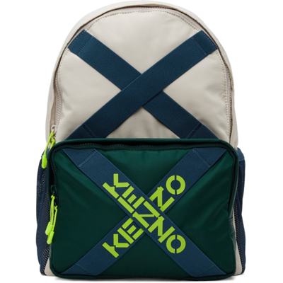 Kenzo Men's Multi-strap Logo Backpack In 93 - Pale Grey