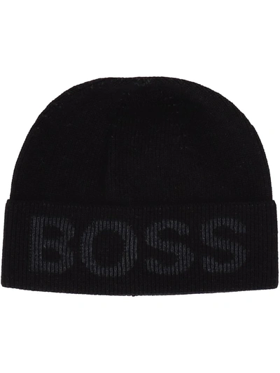 Hugo Boss Boss Nebbiolino Rib Hat Black Cotton Man In Schwarz