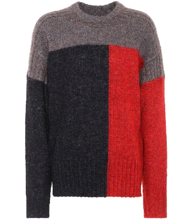 Isabel Marant Étoile Woman Color-block Knitted Sweater Gray In Multicoloured