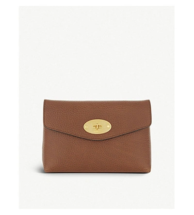 Mulberry Darley Small Grained Leather Pouch In Oak