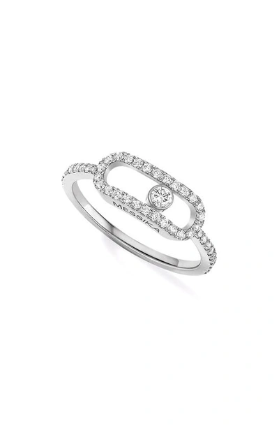 Messika Move Uno Pave Diamond Ring In 18k White Gold